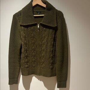 Talbots Dark Green Zip-Up Cardigan